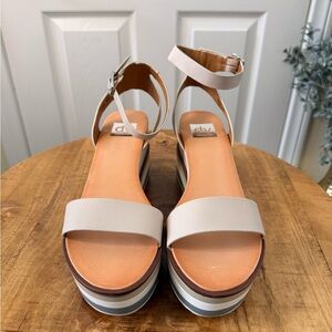 DV by Dolce Vita Beige Platform Ankle-Strap Sandals